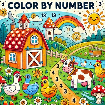 Color by Number: Fun Farm Animals Activity Book